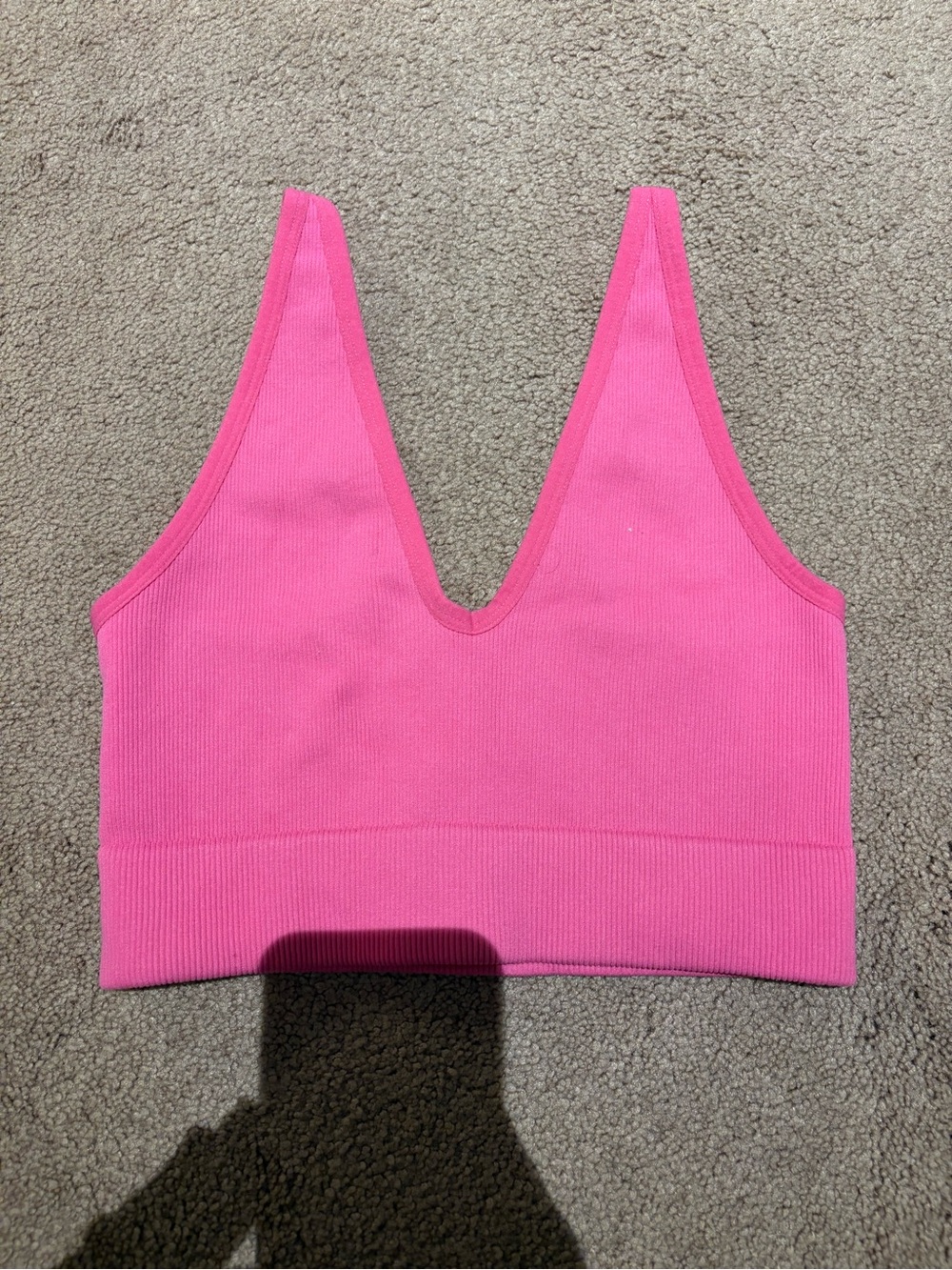 Garage Bright Pink V-Neck Ribbed Crop Tank size medium